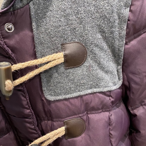 Long purple & grey winter coat jacket parka puffer - Picture 6 of 13